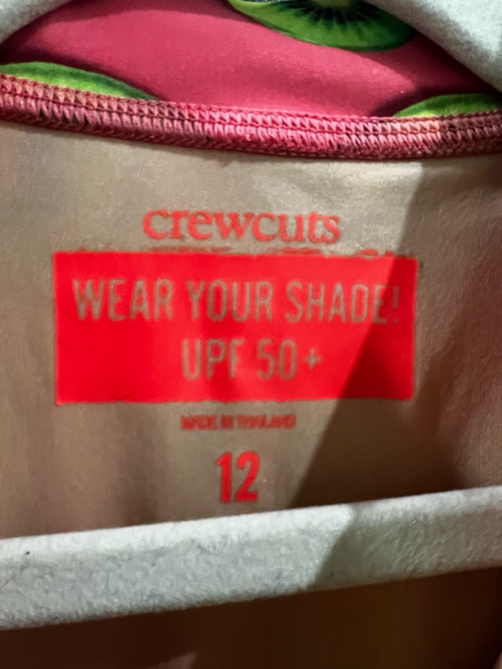 crewcuts UPF 50+ Rashguard in Pink with Kiwi Print Girls 12 Swim - Picture 2 of 4